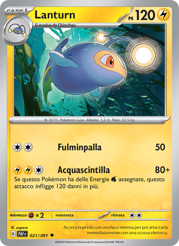 Lanturn 021/245 — Paldean Fates (Italian Pokémon TCG card)