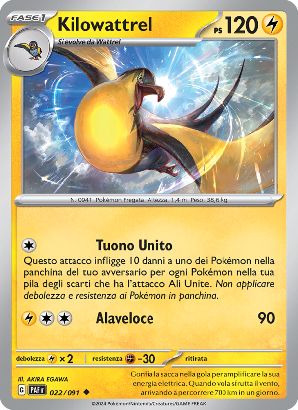 Kilowattrel 022/245 — Paldean Fates (Italian Pokémon TCG card)
