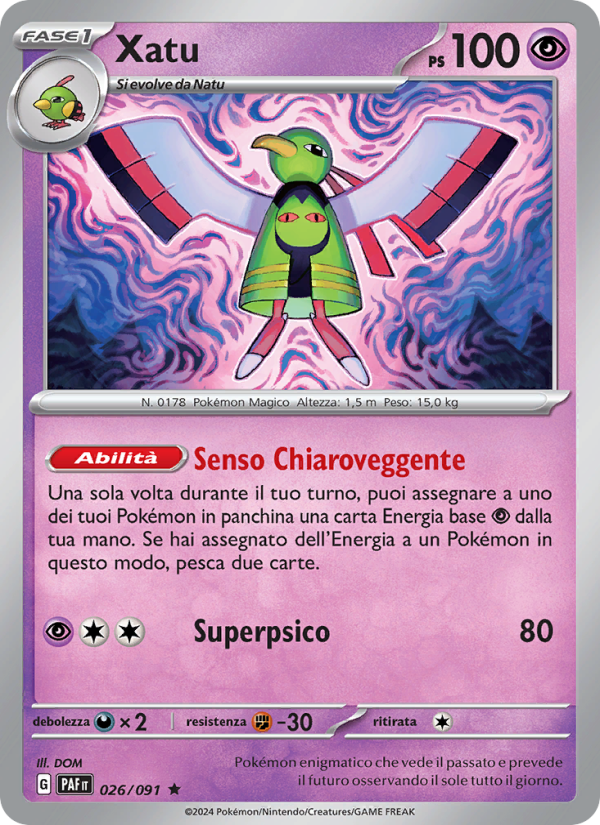 Xatu 026/245 — Paldean Fates (Italian Pokémon TCG card)