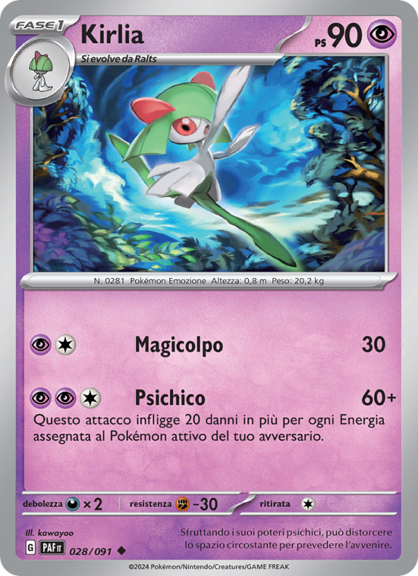 Kirlia 028/245 — Paldean Fates (Italian Pokémon TCG card)