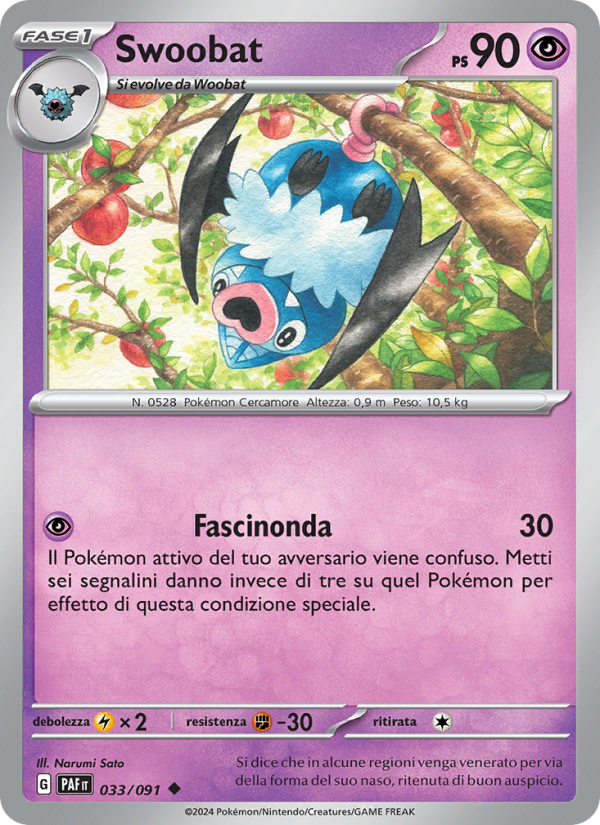 Swoobat 033/245 — Paldean Fates (Italian Pokémon TCG card)