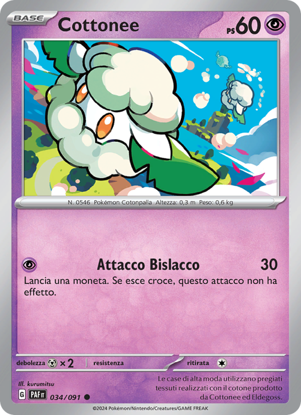 Cottonee 034/245 — Paldean Fates (Italian Pokémon TCG card)