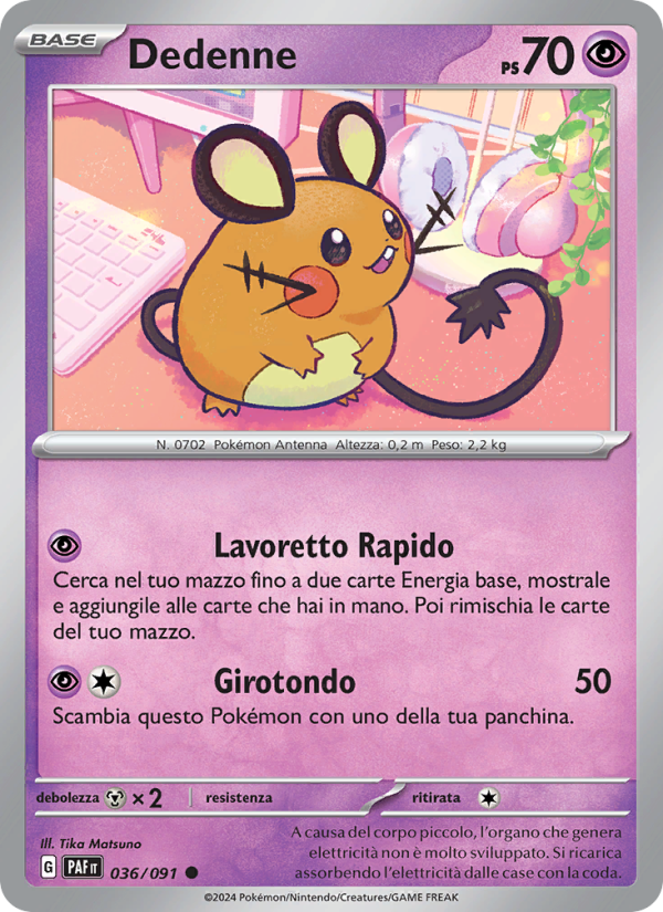 Dedenne 036/245 — Paldean Fates (Italian Pokémon TCG card)