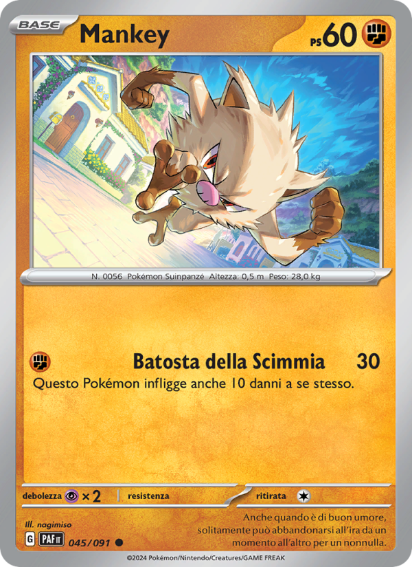 Mankey 045/245 — Paldean Fates (Italian Pokémon TCG card)