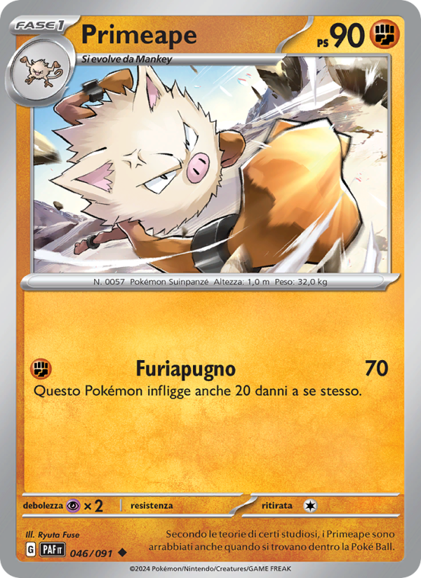 Primeape 046/245 — Paldean Fates (Italian Pokémon TCG card)
