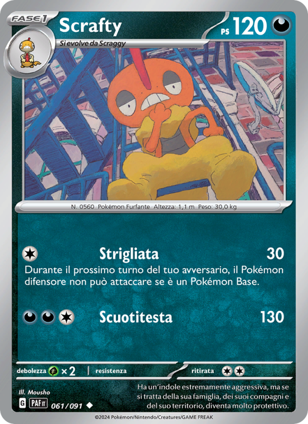 Scrafty 061/245 — Paldean Fates (Italian Pokémon TCG card)