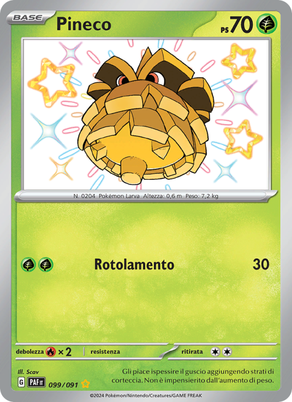 Pineco 099/245 — Paldean Fates (Italian Pokémon TCG card)