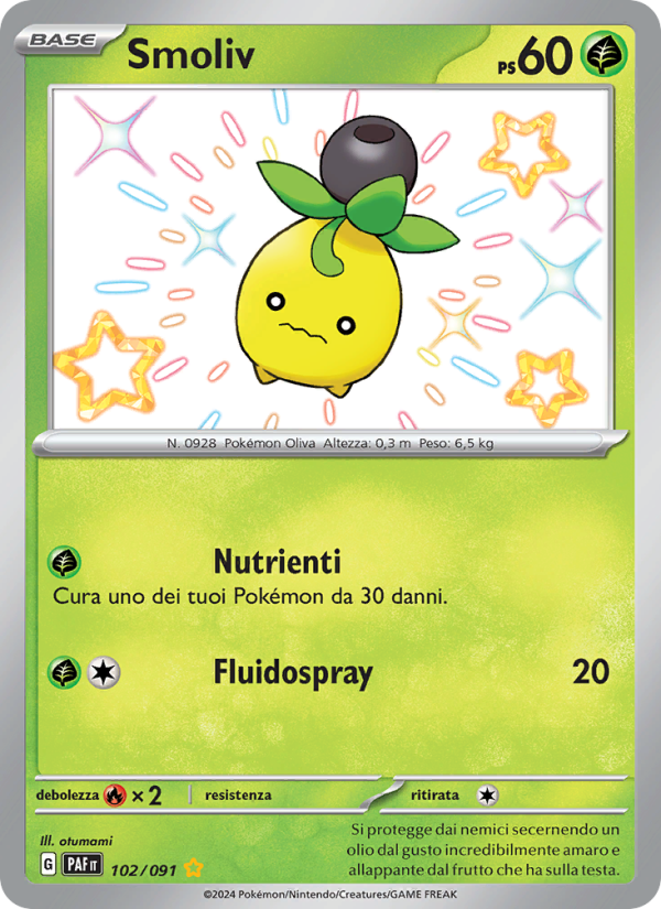 Smoliv 102/245 — Paldean Fates (Italian Pokémon TCG card)