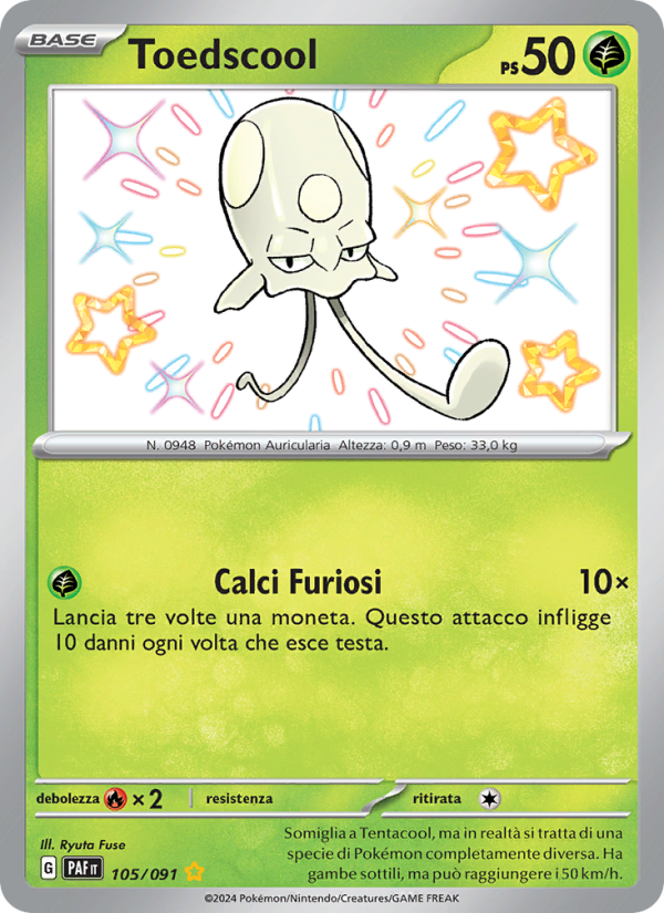 Toedscool 105/245 — Paldean Fates (Italian Pokémon TCG card)