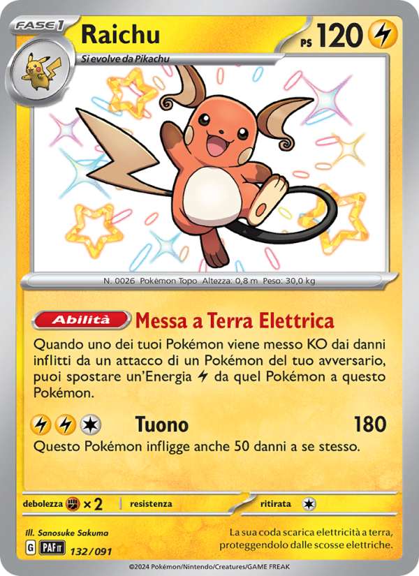 Raichu 132/245 — Paldean Fates (Italian Pokémon TCG card)