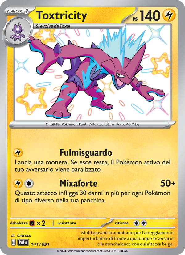 Toxtricity 141/245 — Paldean Fates (Italian Pokémon TCG card)