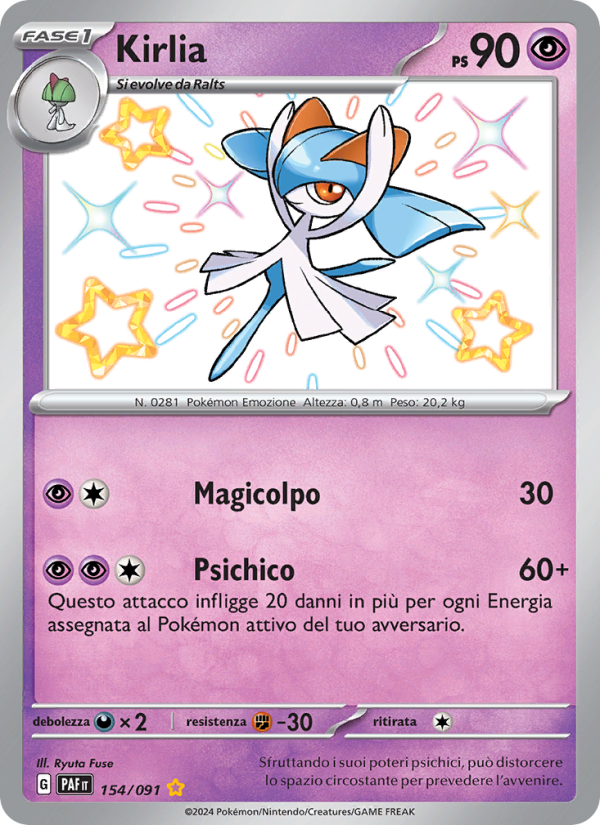 Kirlia 154/245 — Paldean Fates (Italian Pokémon TCG card)