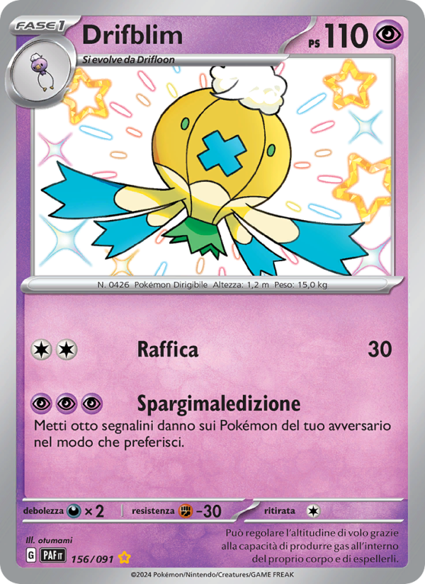 Drifblim 156/245 — Paldean Fates (Italian Pokémon TCG card)