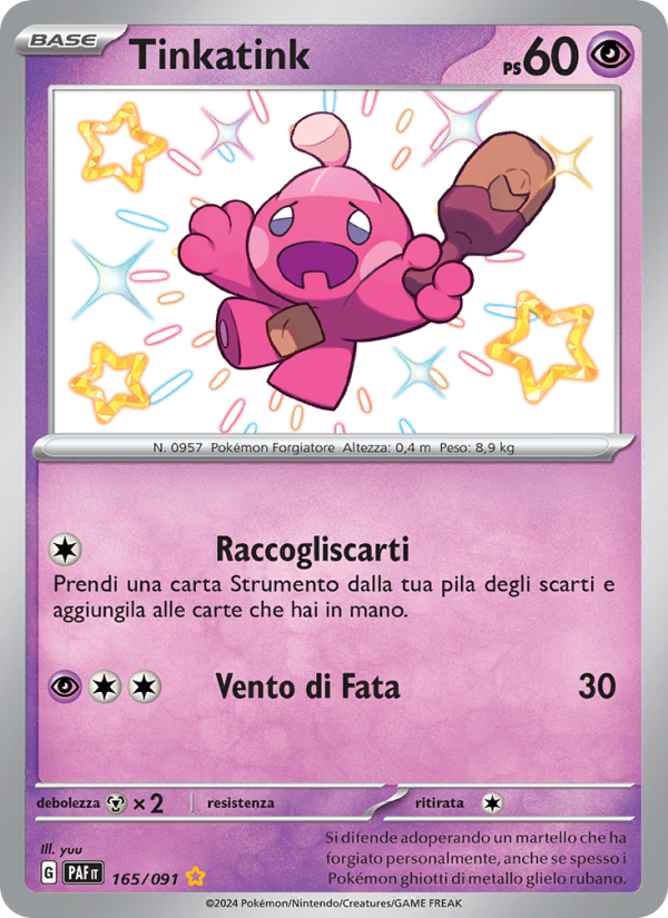 Tinkatink 165/245 — Paldean Fates (Italian Pokémon TCG card)