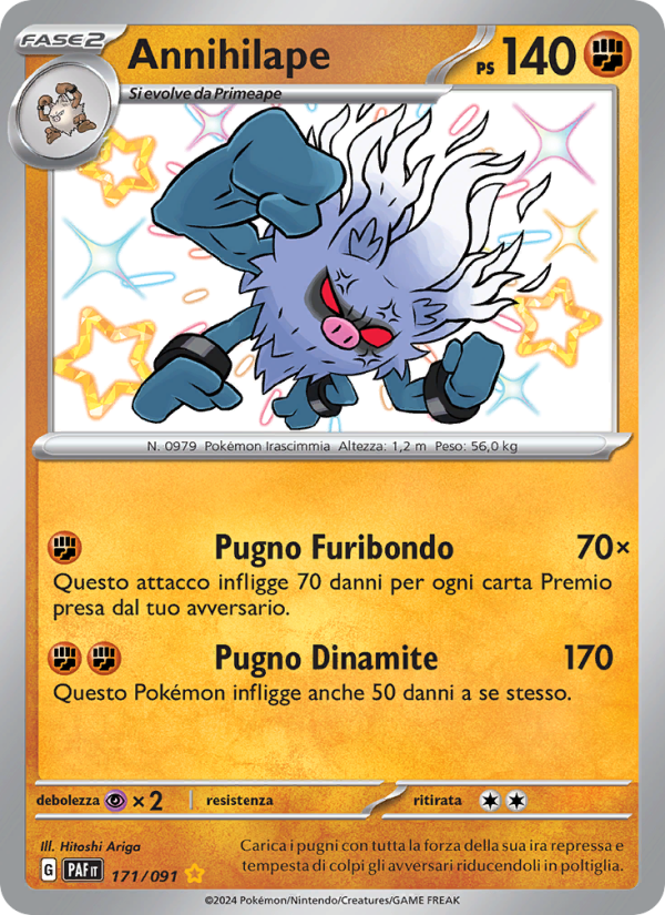 Annihilape 171/245 — Paldean Fates (Italian Pokémon TCG card)