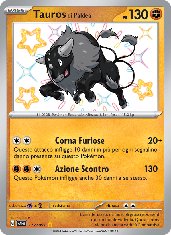 Tauros di Paldea 172/245 — Paldean Fates (Italian Pokémon TCG card)