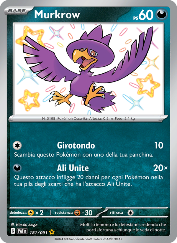 Murkrow 181/245 — Paldean Fates (Italian Pokémon TCG card)