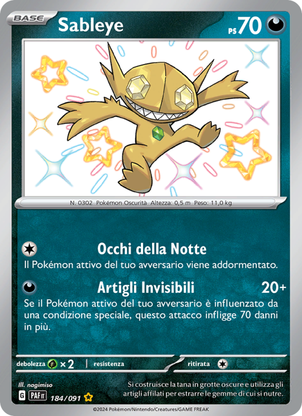 Sableye 184/245 — Paldean Fates (Italian Pokémon TCG card)