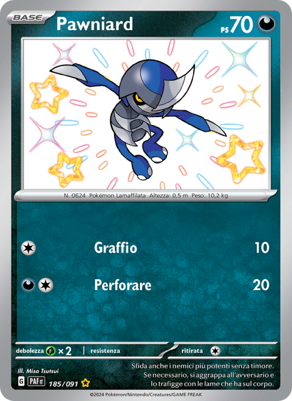 Pawniard 185/245 — Paldean Fates (Italian Pokémon TCG card)