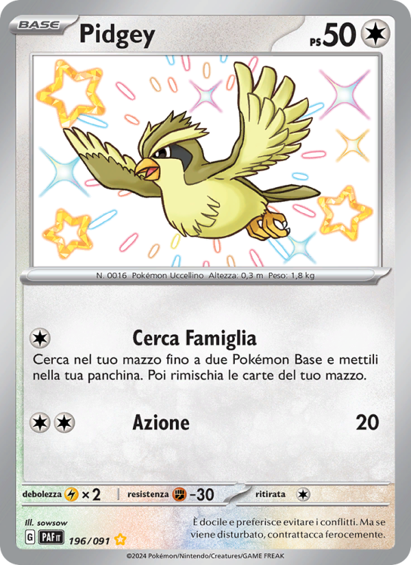 Pidgey 196/245 — Paldean Fates (Italian Pokémon TCG card)