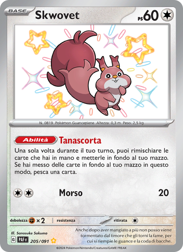Skwovet 205/245 — Paldean Fates (Italian Pokémon TCG card)