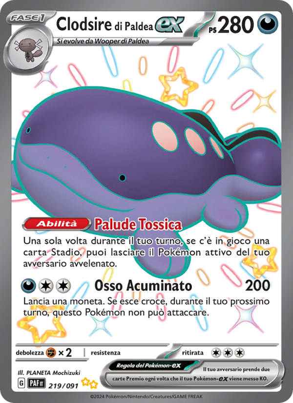 Clodsire di Paldea-ex 219/245 — Paldean Fates (Italian Pokémon TCG card)