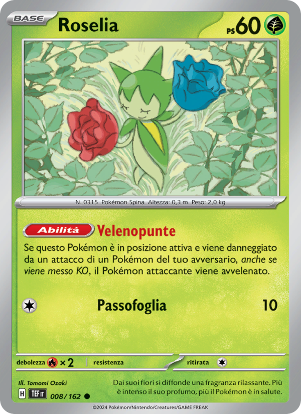 Roselia 008/218 — Temporal Forces (Italian Pokémon TCG card)