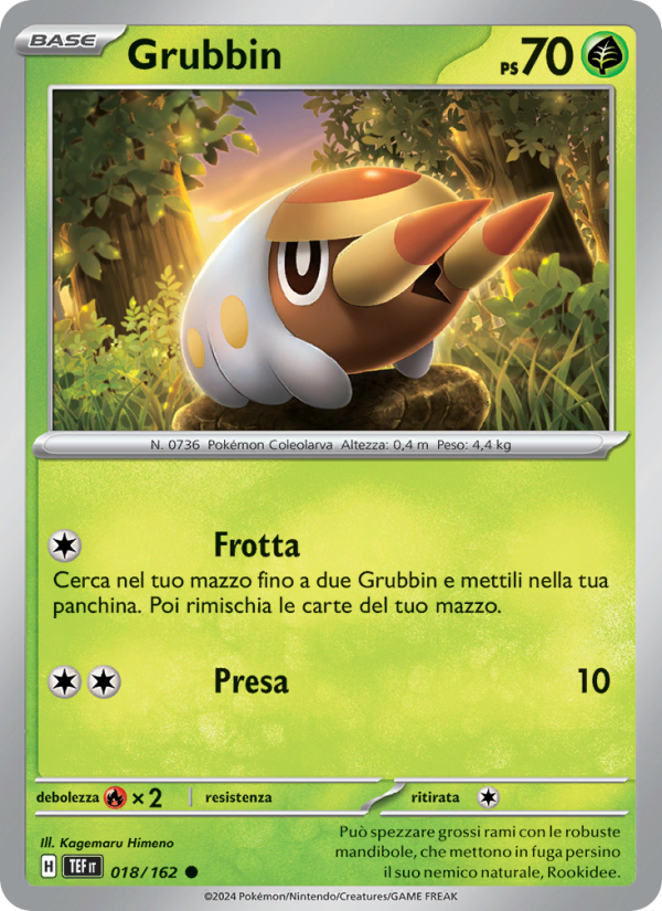 Grubbin 018/218 — Temporal Forces (Italian Pokémon TCG card)