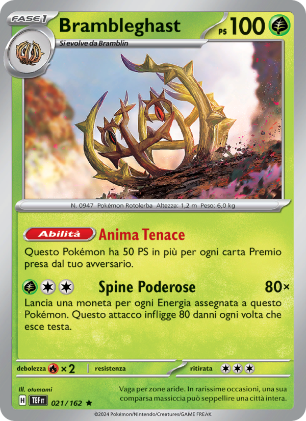 Brambleghast 021/218 — Temporal Forces (Italian Pokémon TCG card)