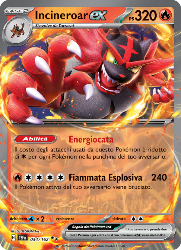 Incineroar-ex 034/218 — Temporal Forces (Italian Pokémon TCG card)