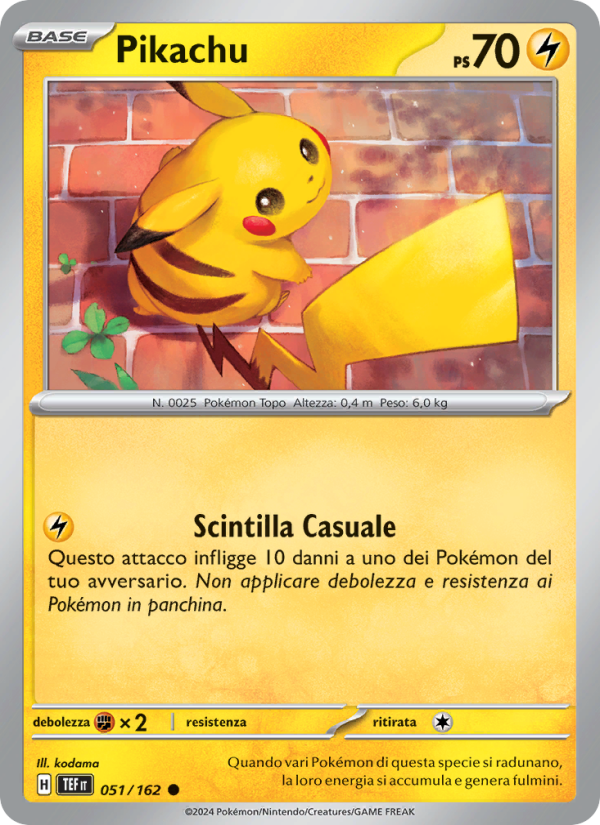 Pikachu 051/218 — Temporal Forces (Italian Pokémon TCG card)