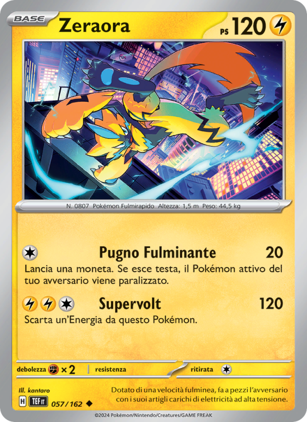 Zeraora 057/218 — Temporal Forces (Italian Pokémon TCG card)