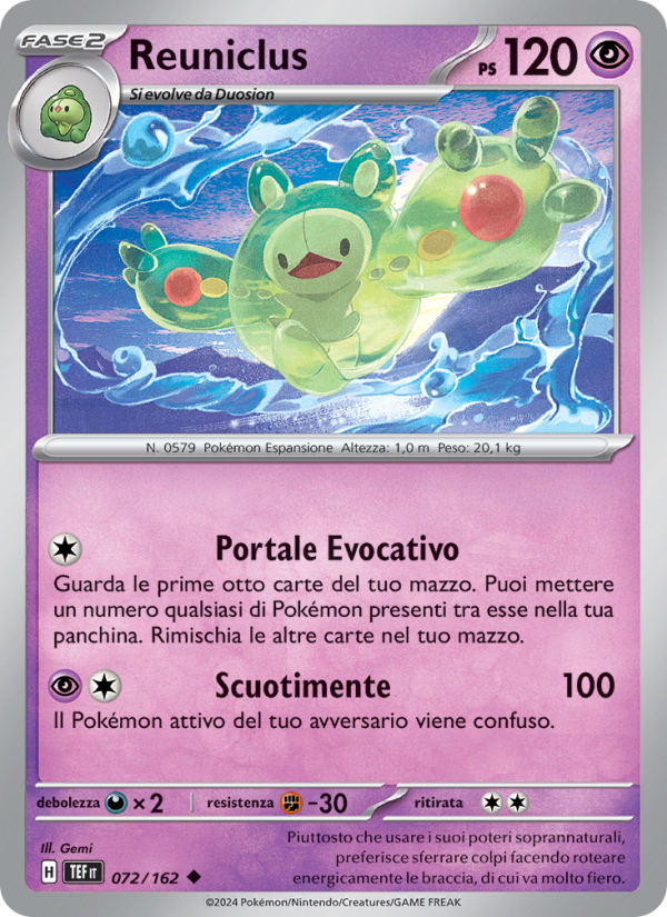 Reuniclus 072/218 — Temporal Forces (Italian Pokémon TCG card)