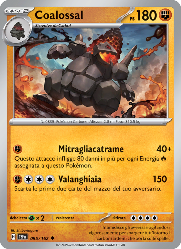 Coalossal 095/218 — Temporal Forces (Italian Pokémon TCG card)