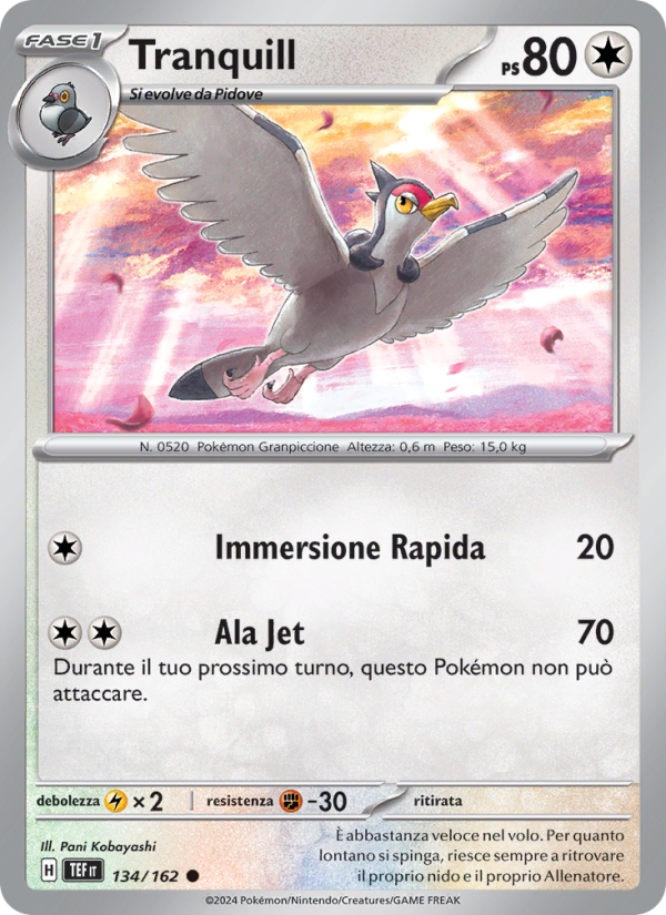 Tranquill 134/218 — Temporal Forces (Italian Pokémon TCG card)