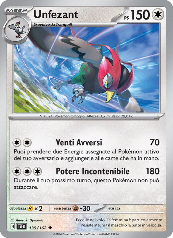 Unfezant 135/218 — Temporal Forces (Italian Pokémon TCG card)