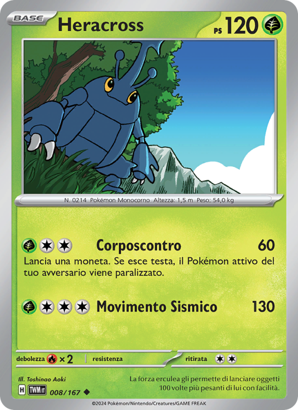 Heracross 008/226 — Twilight Masquerade (Italian Pokémon TCG card)