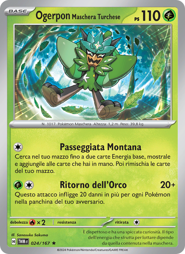 Ogerpon Maschera Turchese 024/226 — Twilight Masquerade (Italian Pokémon TCG card)