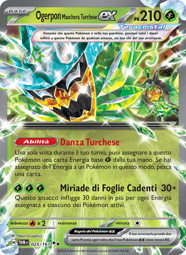 Ogerpon Maschera Turchese-ex 025/226 — Twilight Masquerade (Italian Pokémon TCG card)