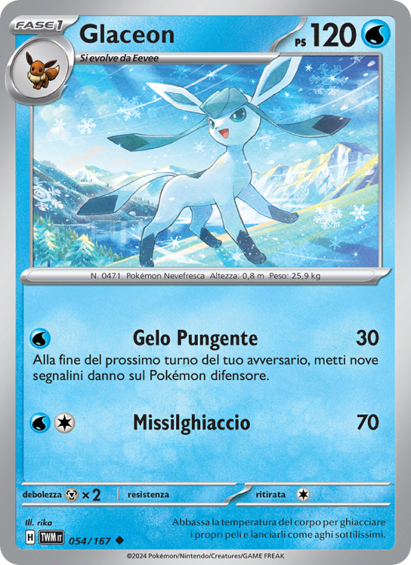 Glaceon 054/226 — Twilight Masquerade (Italian Pokémon TCG card)