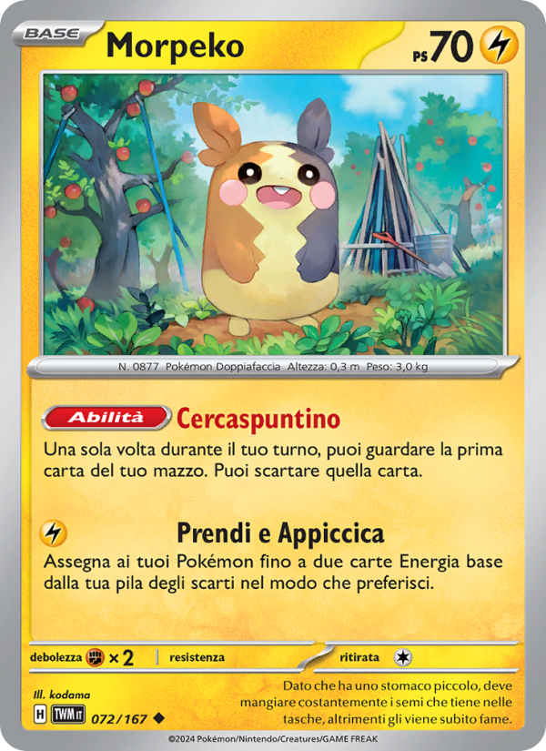 Morpeko 072/226 — Twilight Masquerade (Italian Pokémon TCG card)
