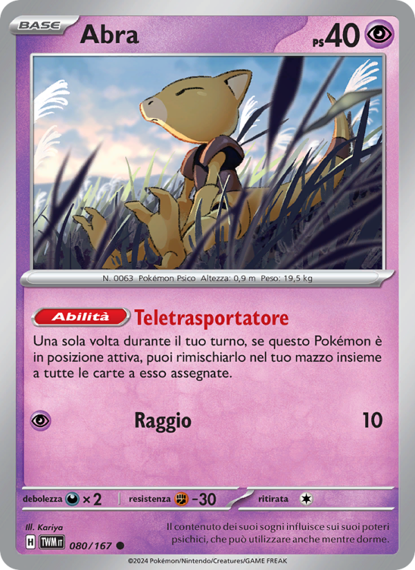 Abra 080/226 — Twilight Masquerade (Italian Pokémon TCG card)