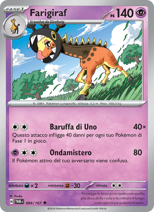 Farigiraf 084/226 — Twilight Masquerade (Italian Pokémon TCG card)