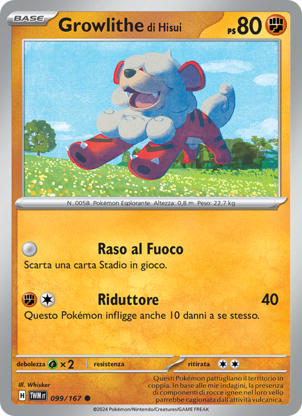 Growlithe di Hisui 099/226 — Twilight Masquerade (Italian Pokémon TCG card)