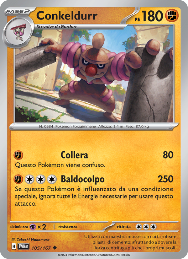 Conkeldurr 105/226 — Twilight Masquerade (Italian Pokémon TCG card)