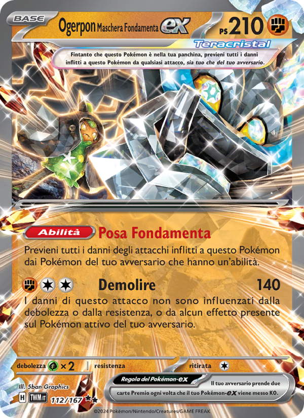 Ogerpon Maschera Fondamenta-ex 112/226 — Twilight Masquerade (Italian Pokémon TCG card)