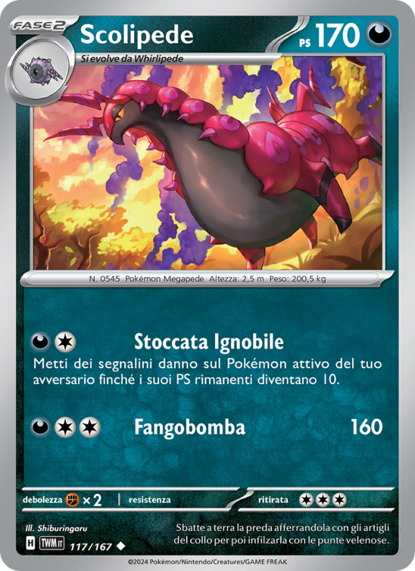 Scolipede 117/226 — Twilight Masquerade (Italian Pokémon TCG card)