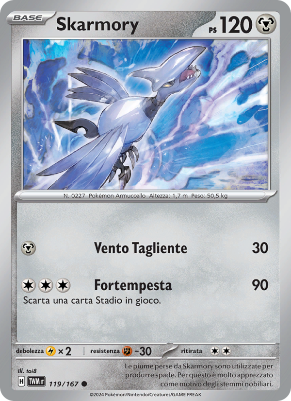 Skarmory 119/226 — Twilight Masquerade (Italian Pokémon TCG card)