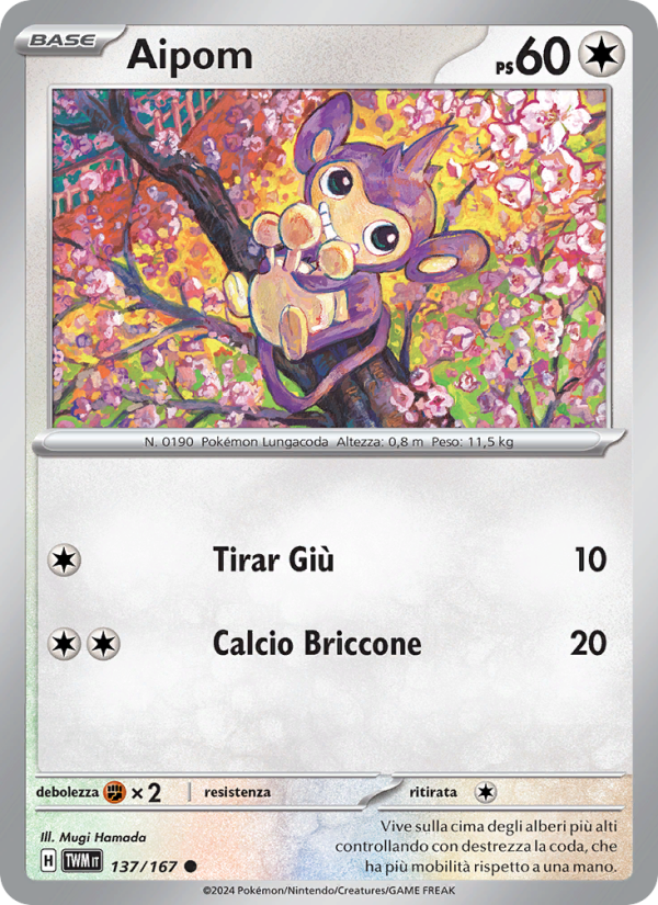Aipom 137/226 — Twilight Masquerade (Italian Pokémon TCG card)