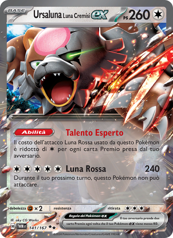 Ursaluna Luna Cremisi-ex 141/226 — Twilight Masquerade (Italian Pokémon TCG card)